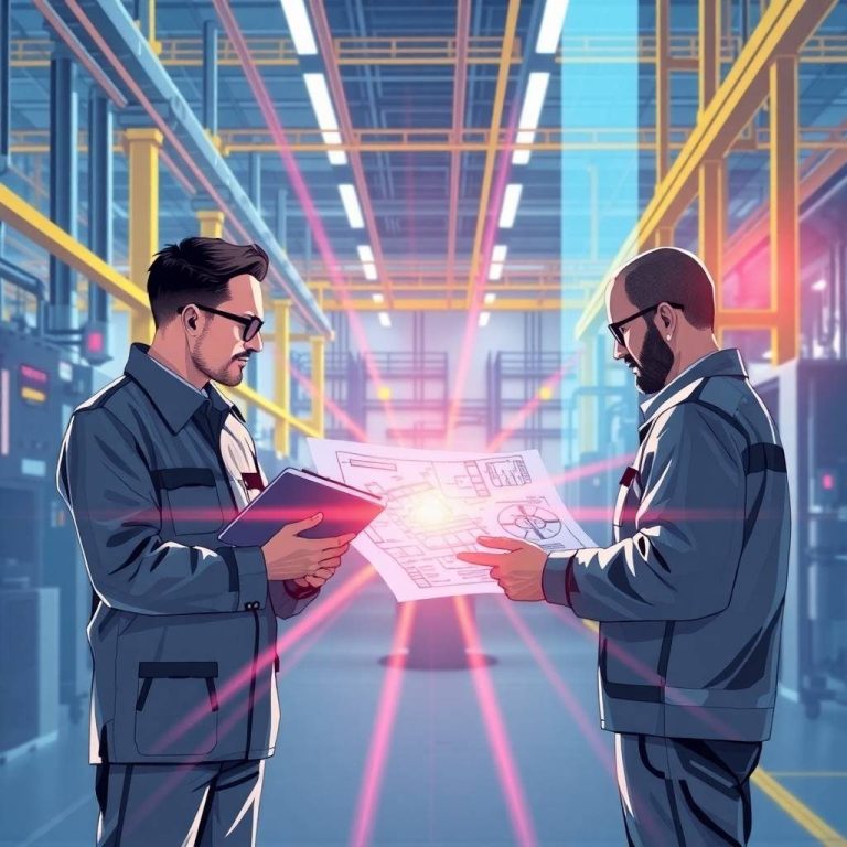 Ingenieure arbeiten gemeinsam an der Planung eines Prüfstands mit technischen Diagrammen im Vordergrund.